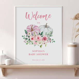 Affiche de bienvenue de Baby shower rose petit Cit