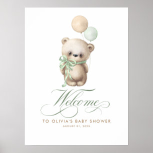 Affiche de bienvenue de Baby shower Teddy Bear Sag