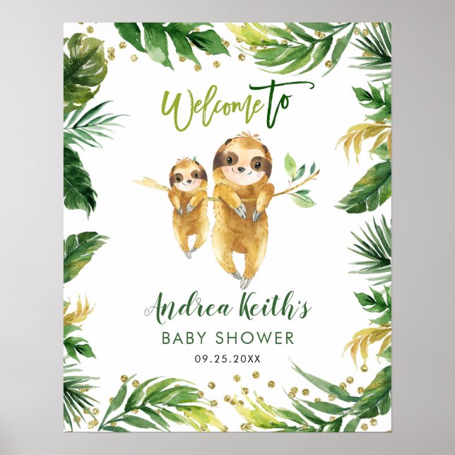 Affiche de bienvenue de Baby shower Tropical Boy (Devant)