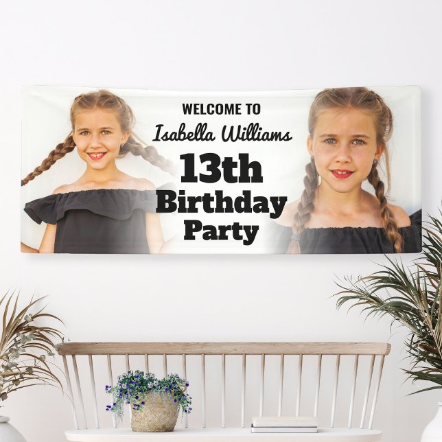 Affiche de bienvenue de bannière Ado moderne (Modern Teen Birthday Party Banner Welcome Sign
)