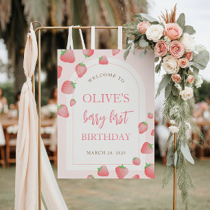 Affiche de bienvenue de Boho sucré aux fraises Ber