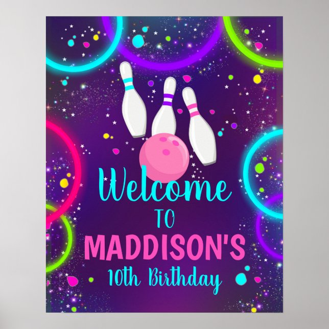 Affiche de bienvenue de Bowling partie de dix pint (Devant)