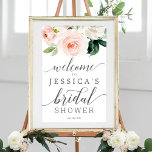 Affiche de bienvenue de Fête des mariées de flouta<br><div class="desc">Bienvenue à vos invités avec cette belle Affiche de bienvenue ! Ce design présente un joli bouquet de fleurs blush et une belle police de script! Modifiez facilement avec votre nom et votre date!</div>