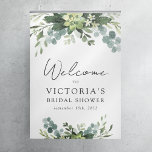 Affiche de bienvenue de Fête des mariées Eucalyptu<br><div class="desc">Bienvenue aux invités à la douche nuptiale avec ce magnifique panneau d'eucalyptus qui est facile à customiser avec le nom de la mariée et la date.</div>