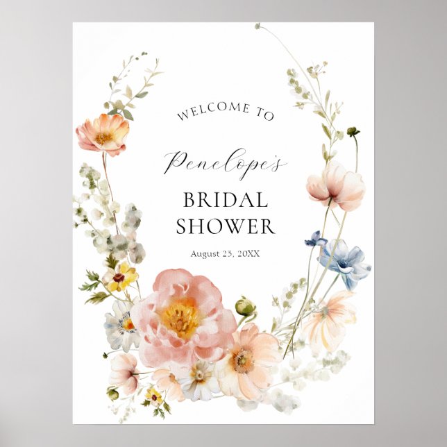 Affiche de bienvenue de Fête des mariées rose pâle (Devant)