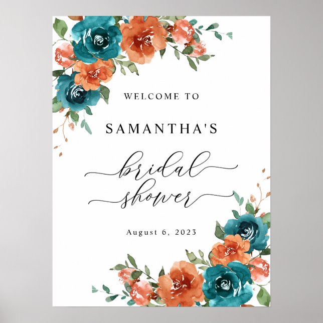 Affiche de bienvenue de Fête des mariées Turquoise (Devant)