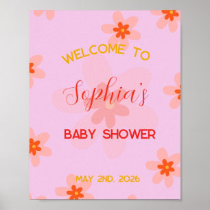 Affiche de bienvenue de fleurs pour Baby shower