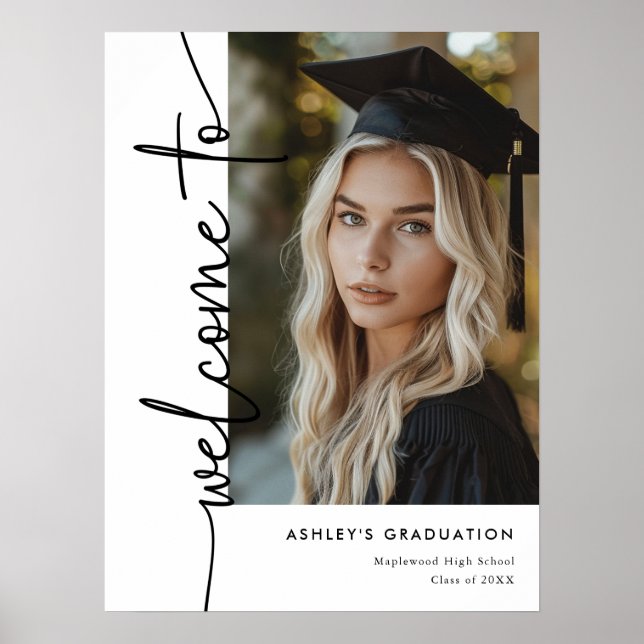 Affiche de bienvenue de graduation photo moderne (Devant)