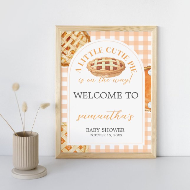 Affiche de bienvenue de l' du Baby shower à tarte  (Little Cutie Pie Fall Baby Shower Welcome Sign)