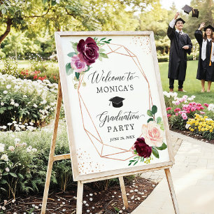 Affiche de bienvenue de la fête de graduation flor