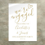 Affiche de bienvenue de la partie d'engagement Chi<br><div class="desc">Ce panneau élégant de fiançailles d'or peut être personnalisé avec vos informations spéciales de fête. Conçu par Thisisnotme©</div>