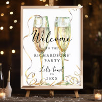 Affiche de bienvenue de la soirée Champagne d'or B