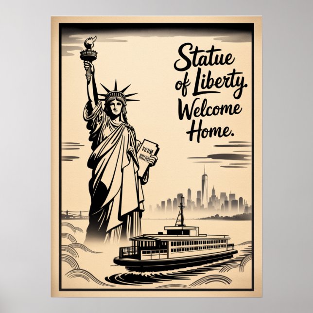 Affiche de bienvenue de la statue de la Liberté (Devant)