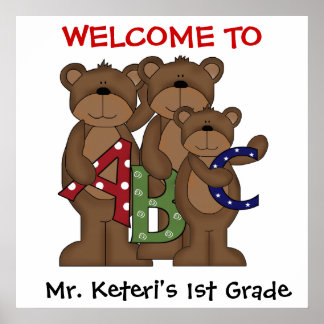 Affiche de bienvenue de l'école ABC Bears personna