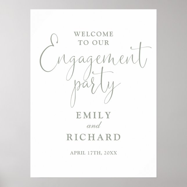 Affiche de bienvenue de l'engagement Sage Green (Devant)