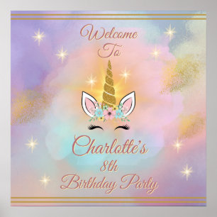 Affiche de bienvenue de licorne magique Fête d'a