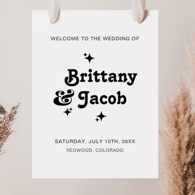 Affiche de bienvenue de mariage à typographie rétr (Créateur téléchargé)