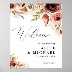 Affiche de bienvenue de mariage automnal à l'aquar