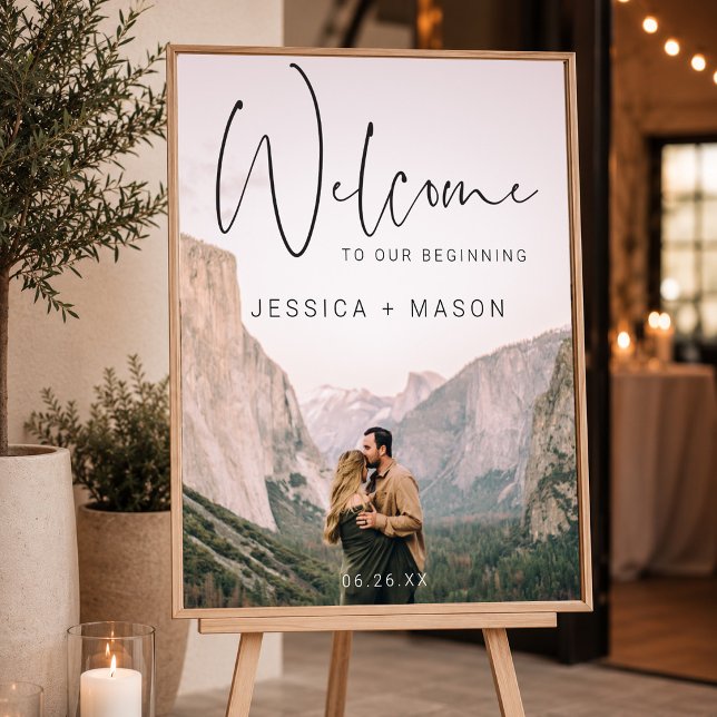 Affiche de bienvenue de mariage avec photo et écri (Créateur téléchargé)