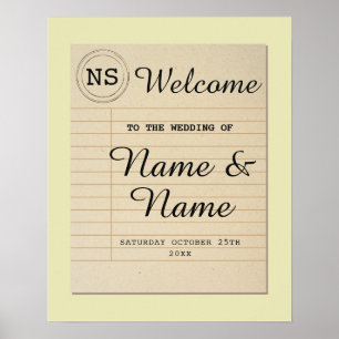 Affiche de bienvenue de mariage Bibliothèque Panne