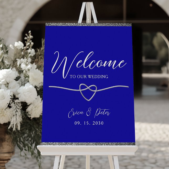 Affiche de bienvenue de mariage bleu royal (Créateur téléchargé)