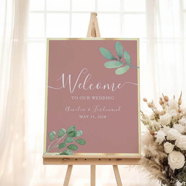 Affiche de bienvenue de mariage Boho Greenery Dust (Créateur téléchargé)