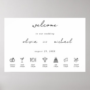 Affiche de bienvenue de mariage calligraphie minim
