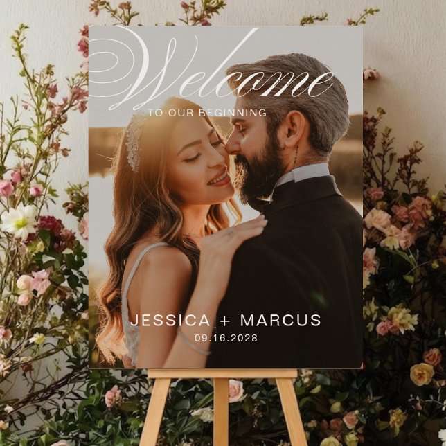 Affiche de bienvenue de mariage calligraphiée avec (Créateur téléchargé)