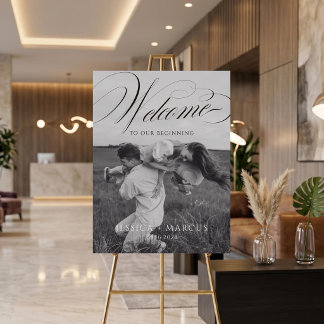 Affiche de bienvenue de mariage calligraphiée avec