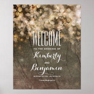 Affiche de bienvenue de Mariage campagnard rustiqu