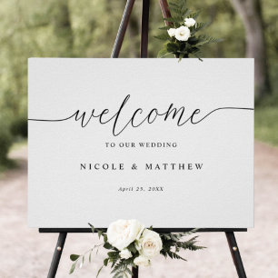 Affiche de bienvenue de Mariage de script élégant 