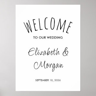 Affiche de bienvenue de mariage élégante de script