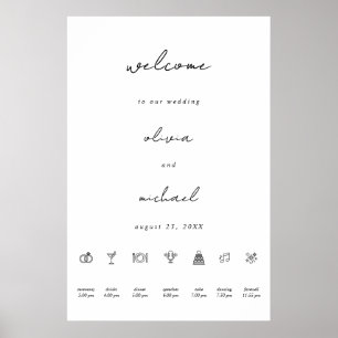 Affiche de bienvenue de mariage en calligraphie mi