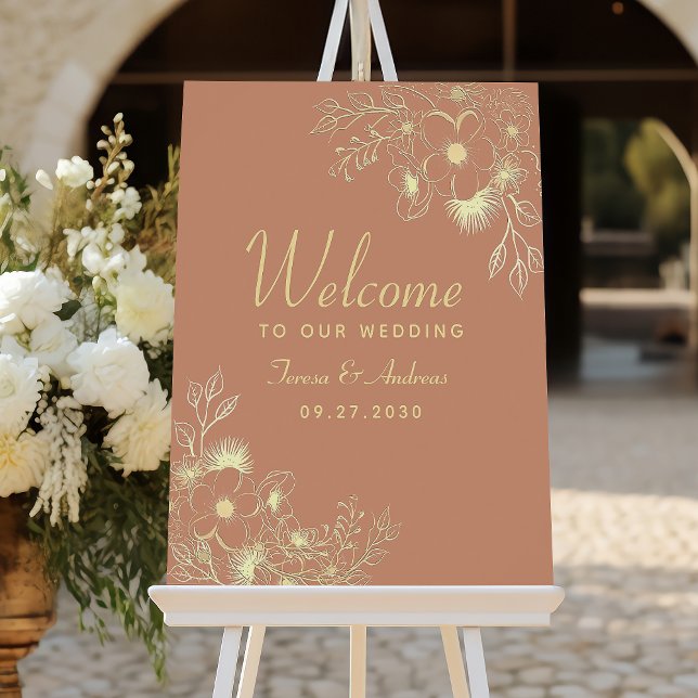 Affiche de bienvenue de mariage en terre cuite Boh (Créateur téléchargé)