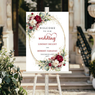 Affiche de bienvenue de mariage floral romantique