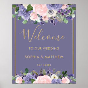 Affiche de bienvenue de Mariage floral violet de l