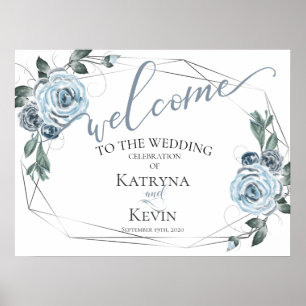 Affiche de bienvenue de mariage florale rustique b
