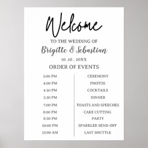 Affiche de Bienvenue de Mariage Minimaliste Noir e