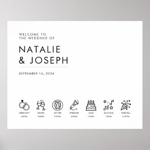 Affiche de bienvenue de mariage moderne élégante a