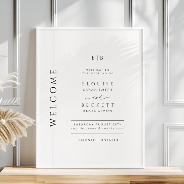 Affiche de bienvenue de mariage noir et blanc Typo (Créateur téléchargé)