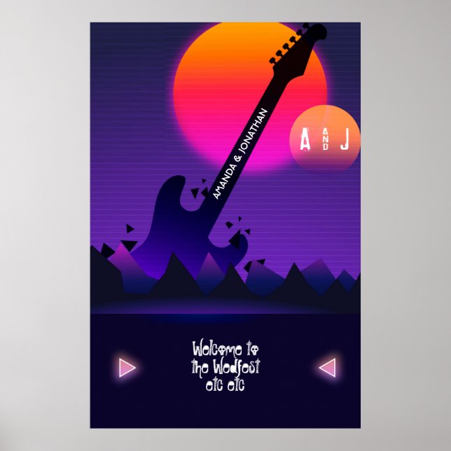 Affiche de bienvenue de mariage Rock and Roll (Devant)