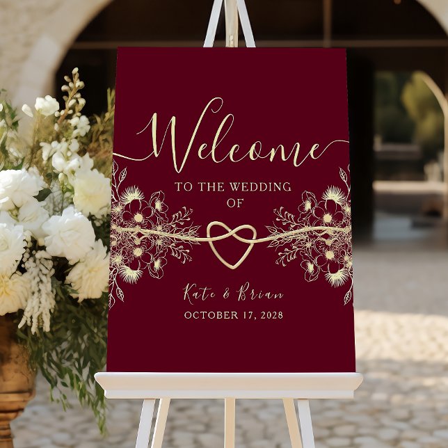 Affiche de bienvenue de mariage romantique en bord (Créateur téléchargé)