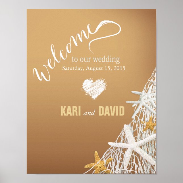 Affiche de bienvenue de mariage Starfish Netting B (Devant)