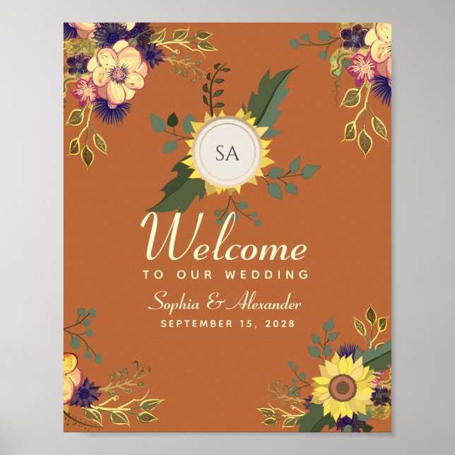 Affiche de bienvenue de mariage Tournesol (Devant)