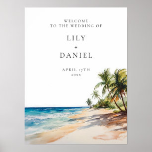 Affiche de bienvenue de mariage Tropical Beach