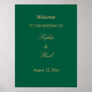 Affiche de bienvenue de mariage vert chasseresse b