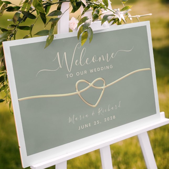 Affiche de bienvenue de mariage vert sauge minimal (Créateur téléchargé)