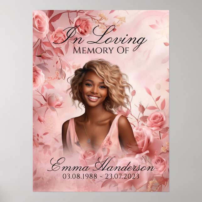 Affiche de bienvenue de mémoire Rose Blush (Devant)