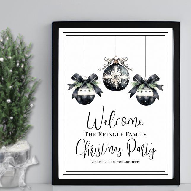 Affiche de bienvenue de Noël d'hiver simple (Simple Winter Christmas Party Welcome Sign)