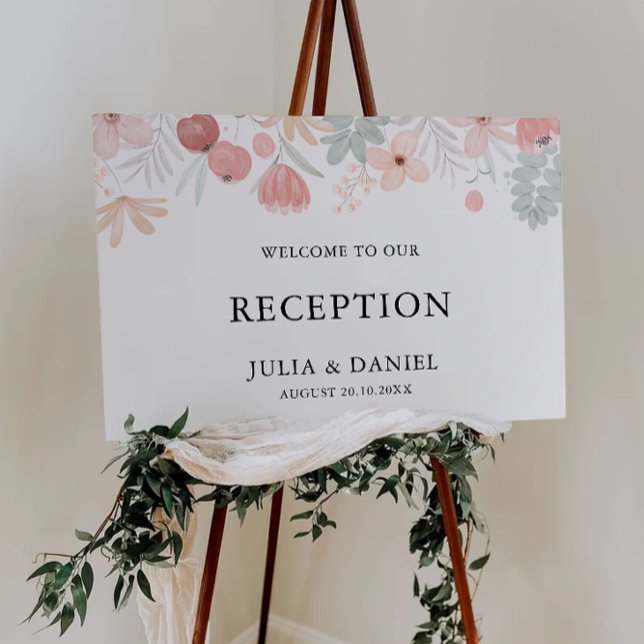 Affiche de bienvenue de réception de mariage fleur (Wildflower Wedding Reception Welcome Sign)